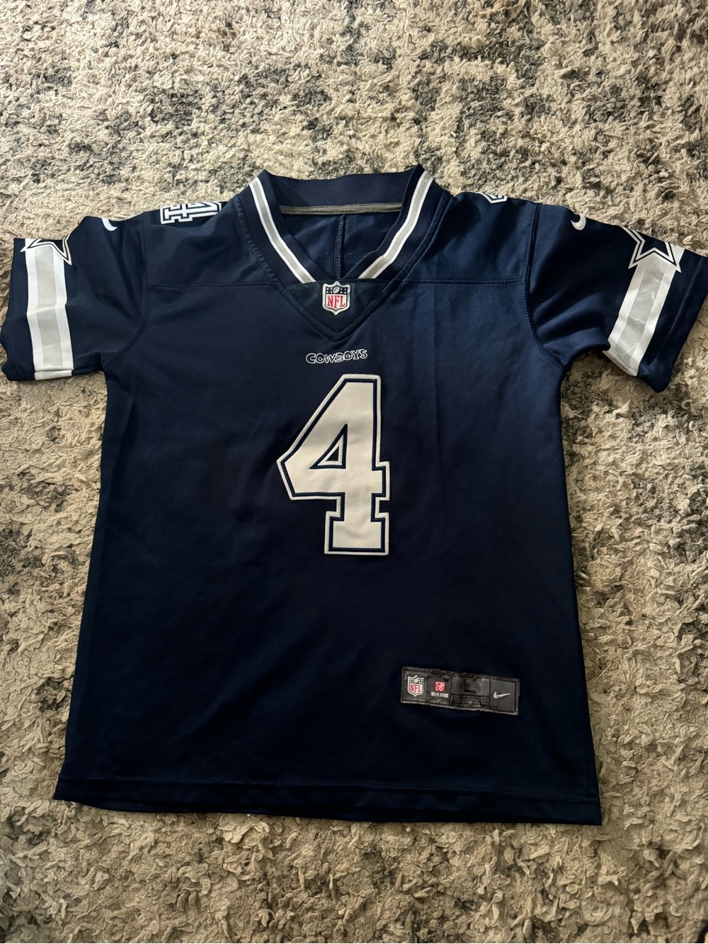 Nike Kids Navy and White Prescott #4 Football Jersey - Picture 2 of 3